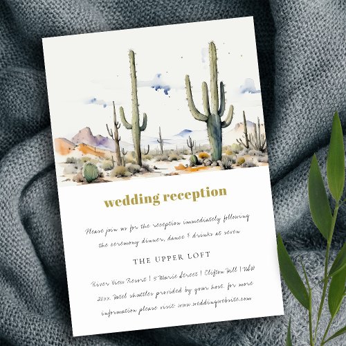 Western Cactus Desert Landscape Wedding Reception Enclosure Card