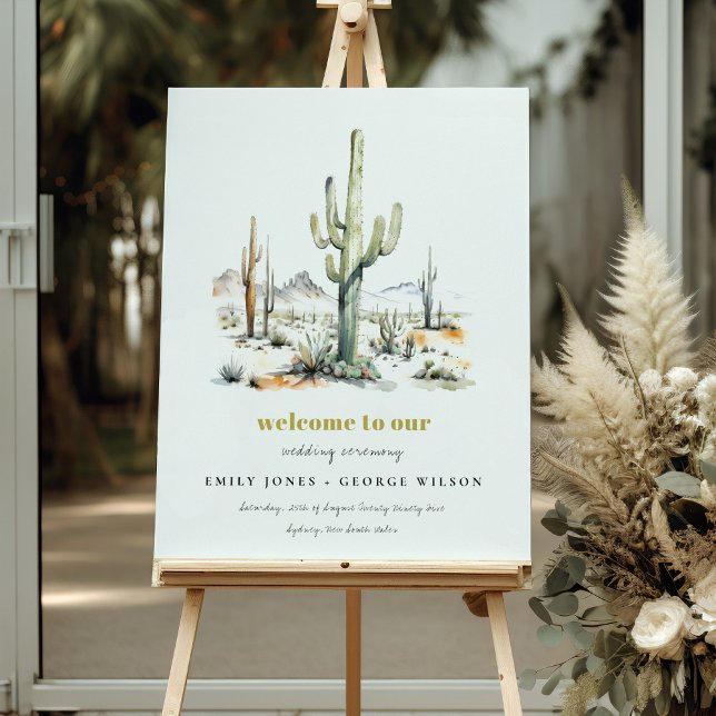Western Cactus Desert Landscape Wedding Welcome Foam Board (Creator Uploaded)