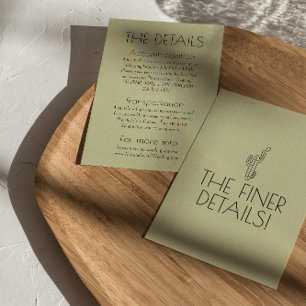 Western Cactus Desert Modern Boho Wedding Details  Enclosure Card