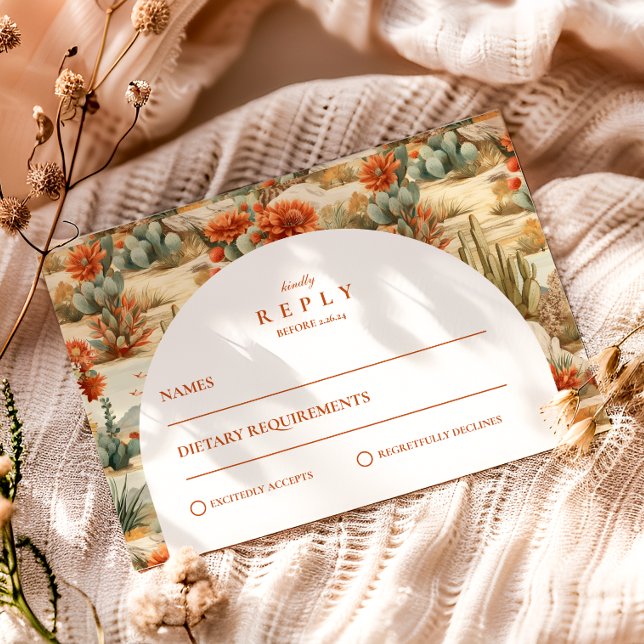Western Cactus Garden Wedding RSVP Card (Creator Uploaded)