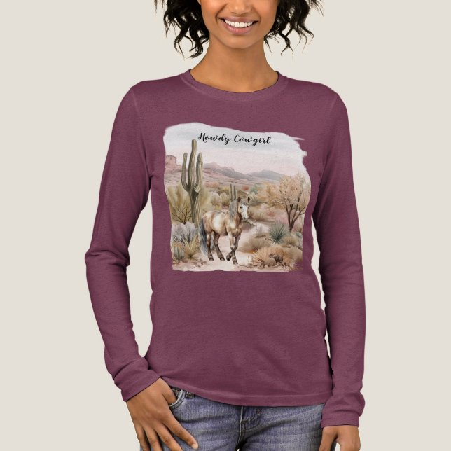 Western Cactus Horse Tri-Blend Shirt (Front)