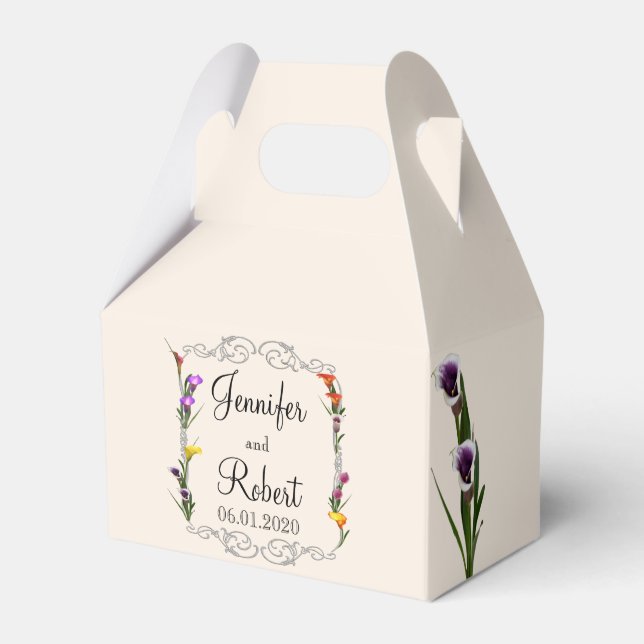 Western Calla Lily Posh Wedding Favor Box (Front Side)