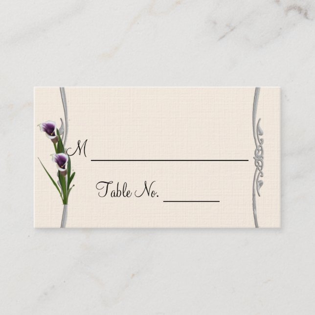 Western Calla Lily Posh Wedding Place Cards (Front)
