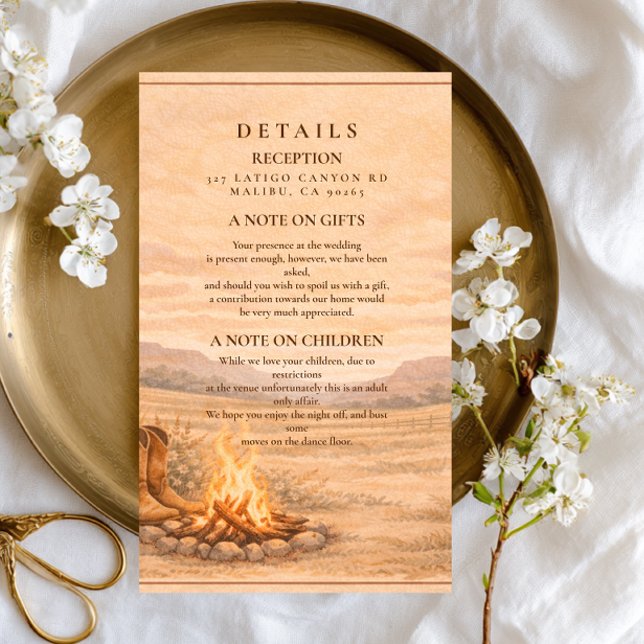 Western Campfire Guitar Meadow Wedding Enclosure Card (Creator Uploaded)