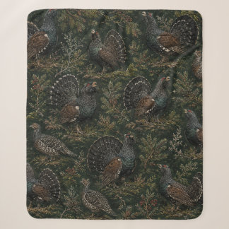 Western capercaillie Illustration Sherpa Blanket