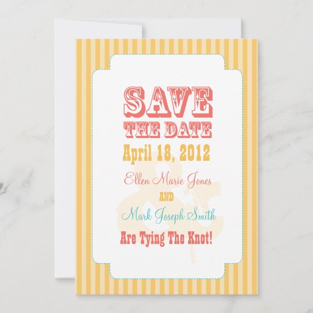 Western Carnival - Save The Date Yellow &Coral (Front)