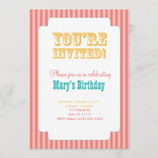 Western Carnival - You're Invited! - Coral & Yello Invitation