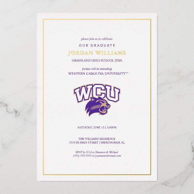 Western Carolina Graduation Foil Invitation (Front)