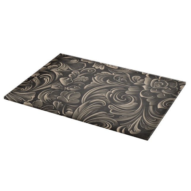Western carved faux wood  cutting board (Corner)