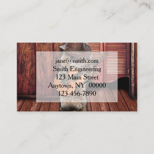 Western Cat cowboy musician with guitar Business Card