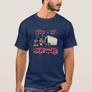 Western Cattle Hauler Truck Trailer Christmas T-Shirt