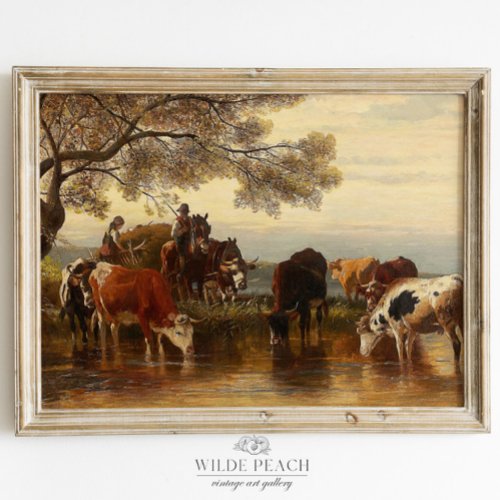 Western Cattle Vintage Ranch Painting Poster