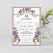 Western Charro Lavender Roses Horses Quinceanera Invitation (Standing Front)