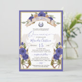 Western Charro Periwinkle Blue Horses Quinceanera Invitation (Standing Front)