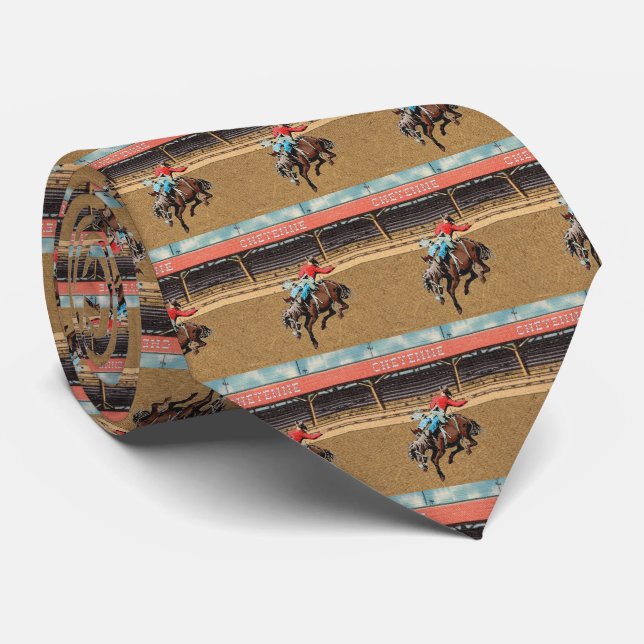 Western Cheyenne Rodeo Cowboy Bronc Rider Necktie (Rolled)
