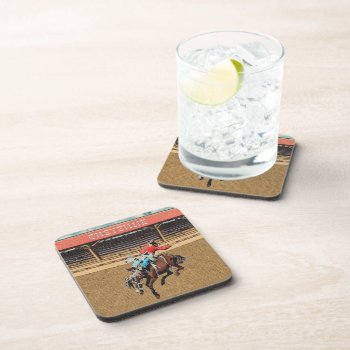 Western Cheyenne Rodeo Cowboy Bronc Riding Beverage Coaster by RODEODAYS at Zazzle
