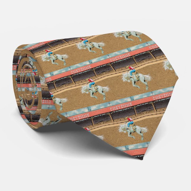 Western Cheyenne Rodeo Saddle Bronc Riding Necktie (Rolled)