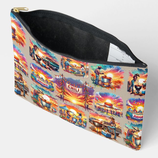 Western Chili Cookoff Scenes 1 Accessory Pouch (Open)