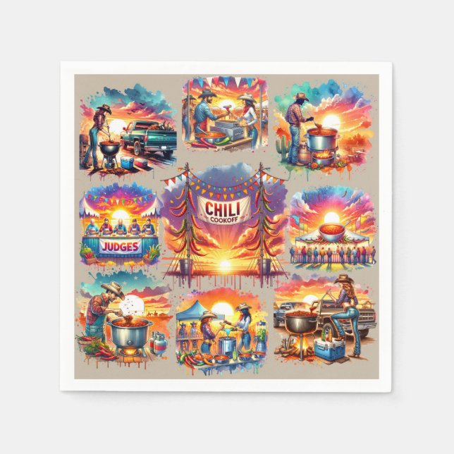 Western Chili Cookoff Scenes 1 Napkins (Front)