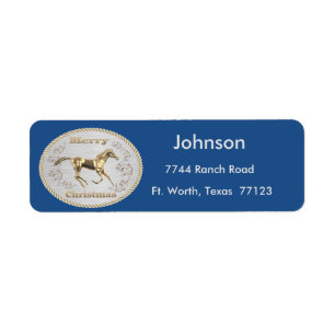 Western Christmas Belt Buckle Label