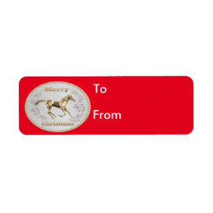 Western Christmas Belt Buckle Label