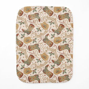 Western Christmas Boots and Hats Pattern Baby Burp Cloth