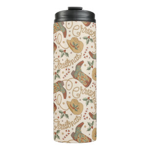 Western Christmas Boots and Hats Pattern Thermal Tumbler