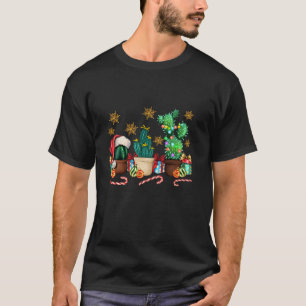 Western Christmas Cactus Candycane Leopard Merry C T-Shirt