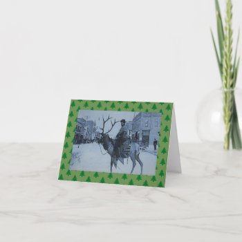 Western Christmas Card Vintage Reindeer W/snowman by Tombstone_Wild_West at Zazzle