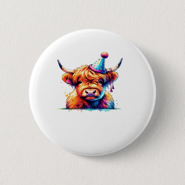 Western Christmas Cow Essential T-Shirt Button (Front)