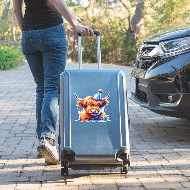 Western Christmas Cow Essential T-Shirt Sticker (Suitcase Insitu)