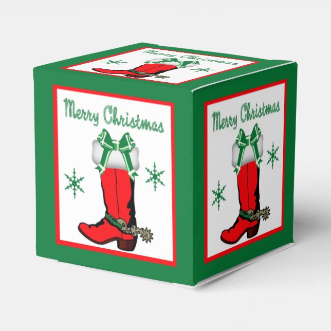 Western Christmas Cowboy Boot Gift or Favor Box (Back Side)