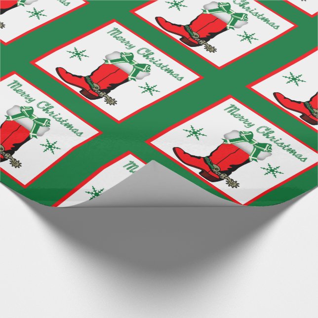 Western Christmas Cowboy Boot Wrapping Paper (Corner)
