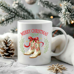 Western Christmas Cowboy Boots Coffee Mug