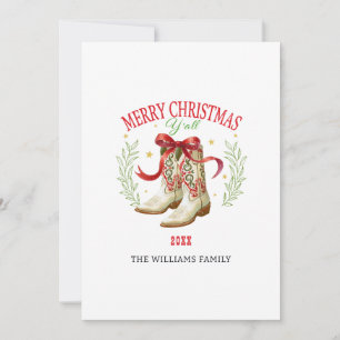Western Christmas Cowboy Boots Holiday Card