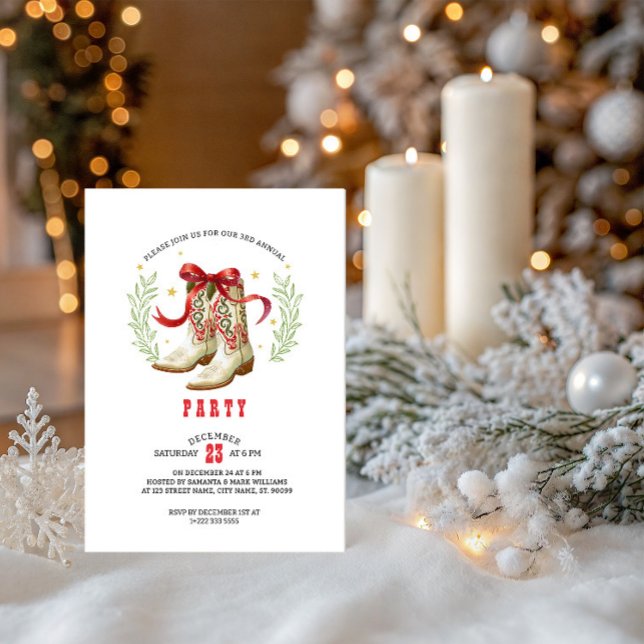 Western Christmas Cowboy Boots Invitation (Creator Uploaded)