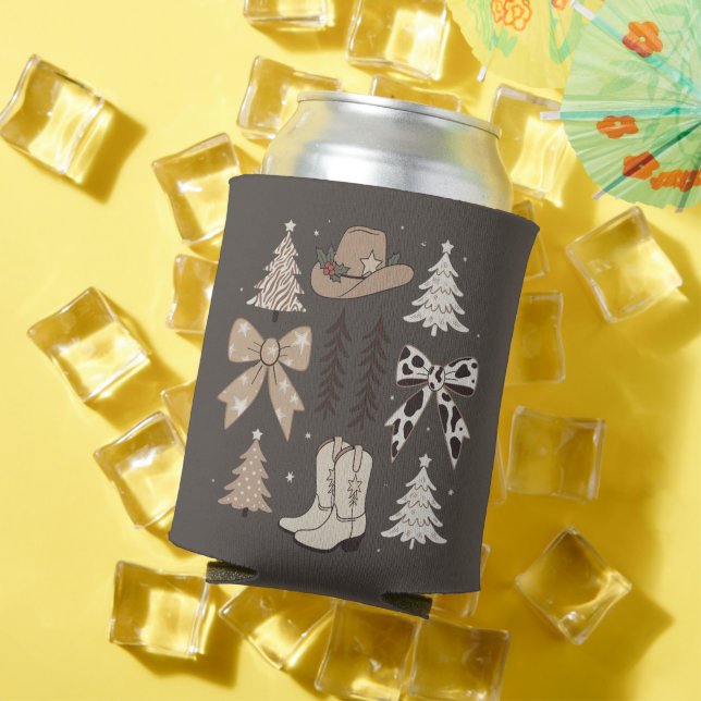 Western Christmas Cowboy Country Rodeo Aesthetic  Can Cooler (In Situ Summer)