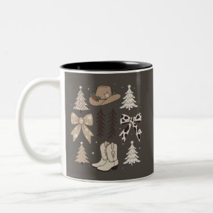 Western Christmas Cowboy Country Rodeo Aesthetic Two-Tone Coffee Mug
