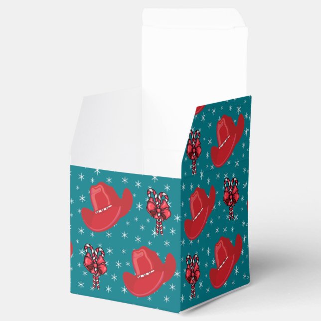Western Christmas Cowboy Hats And Candy Canes Favor Boxes (Opened)