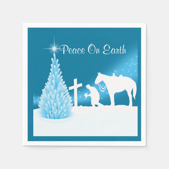 Western Christmas Cowboy Praying Napkins (Front)