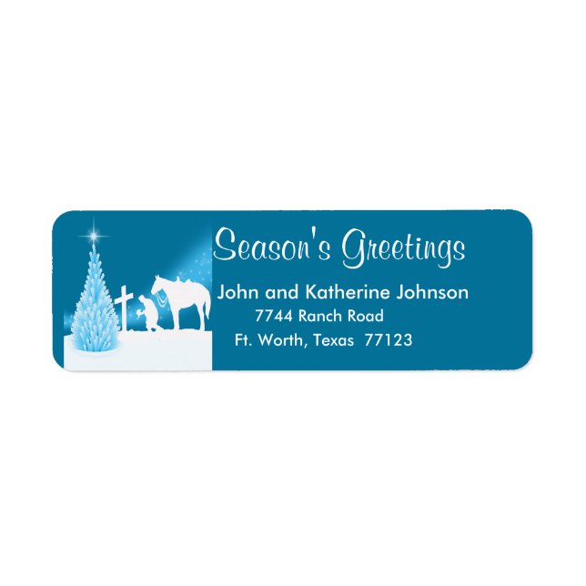 Western Christmas Cowboy Praying Return Address Label (Front)
