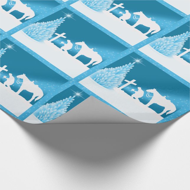 Western Christmas Cowboy Praying Wrapping Paper (Corner)