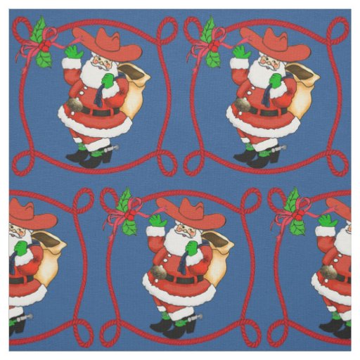 Western Christmas Cowboy Santa Fabric