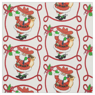 Western Christmas Cowboy Santa Fabric