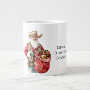 Western Christmas Cowboy Santa Giant Coffee Mug