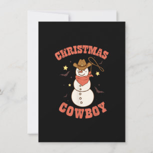 Western Christmas Cowboy Snowman Merry Xmas Groovy Invitation