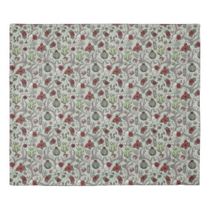 Western Christmas Deer Skulls Antlers and Cactus Duvet Cover