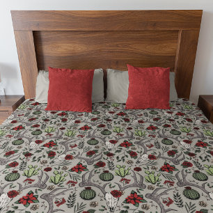 Western Christmas Deer Skulls Antlers and Cactus Duvet Cover