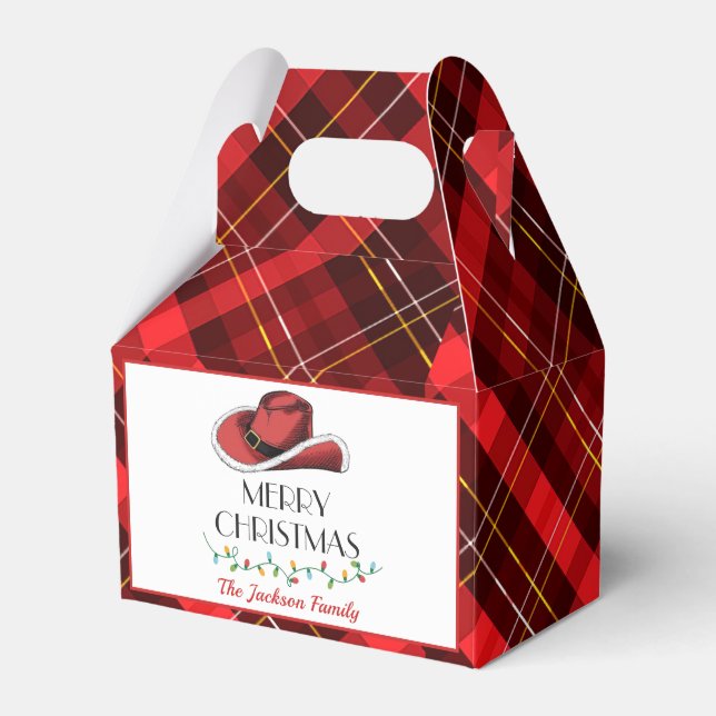 Western Christmas Hat Party Favor Boxes (Front Side)