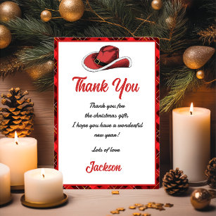 Western Christmas Hat Party Thank You Card